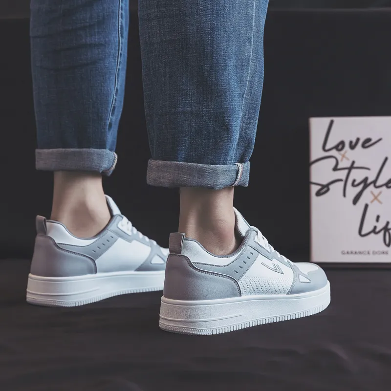 Warrior Small White Shoes Durable Lightweight And Breathable Low Top Skateboard Shoes Unisex White Gray-8