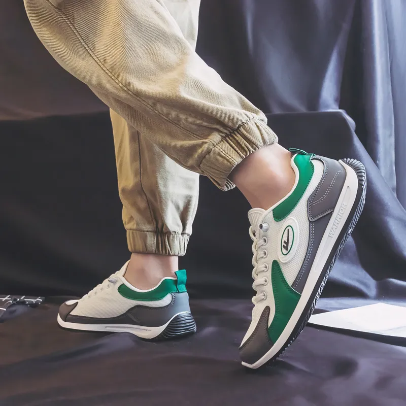 Warrior Durable Lightweight And Breathable Low Top Casual Shoes Men's White Gray Green-6
