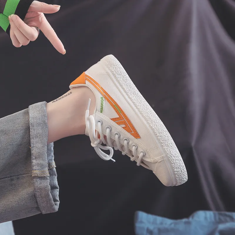 Warrior Low Top Canvas Shoes Women's White Orange-7