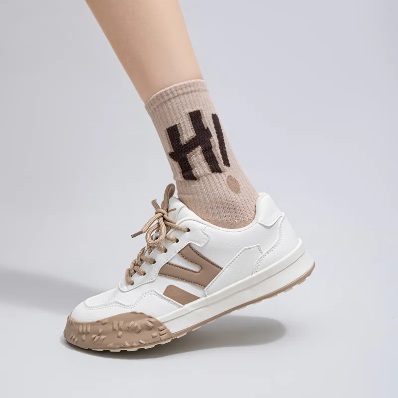 Warrior Durable Lightweight And Breathable Low-Top Skateboard Shoes Women's Light Beige Brown-7