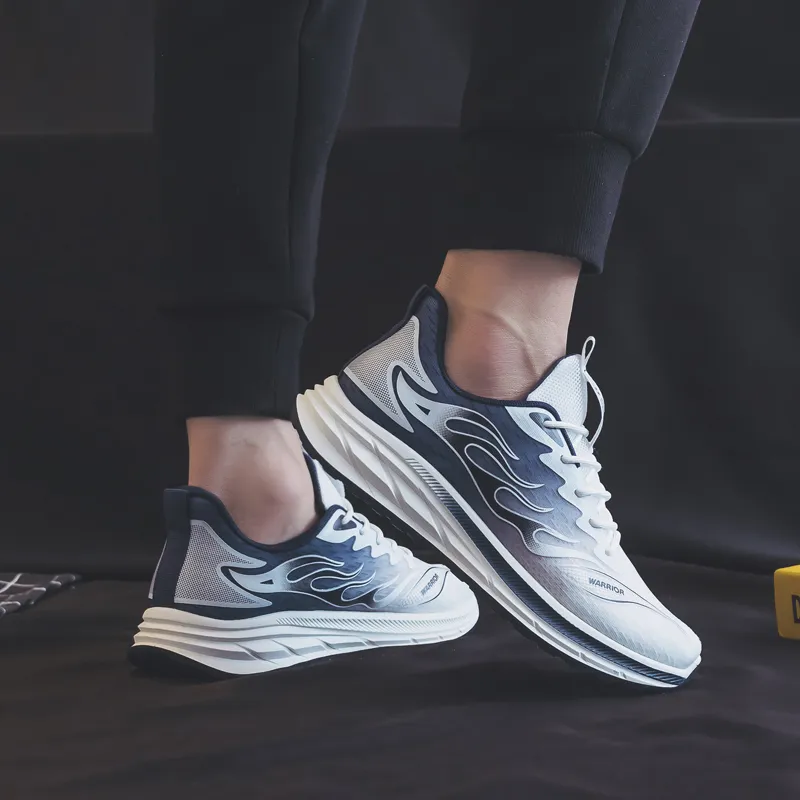 Warrior Running Shoes Wear resistant And Lightweight Low Top Casual Shoes Men's White Dark Blue-8