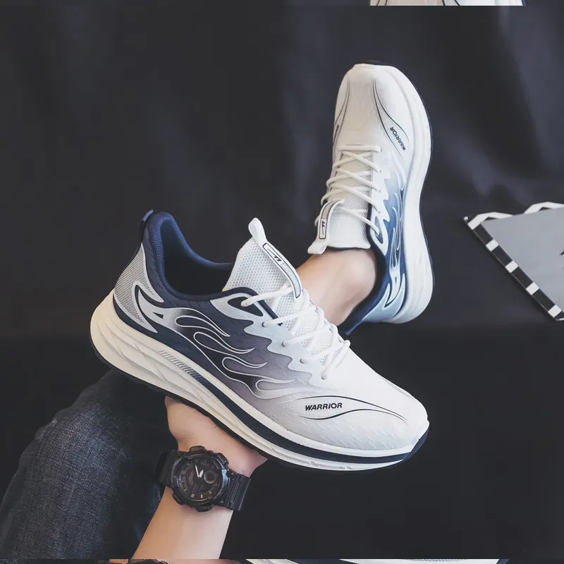 Warrior Running Shoes Wear resistant And Lightweight Low Top Casual Shoes Men's White Dark Blue-7