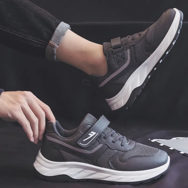 Warrior Soft Soled Dad Shoes Lightweight Low Top Casual Shoes Men's Gray-7