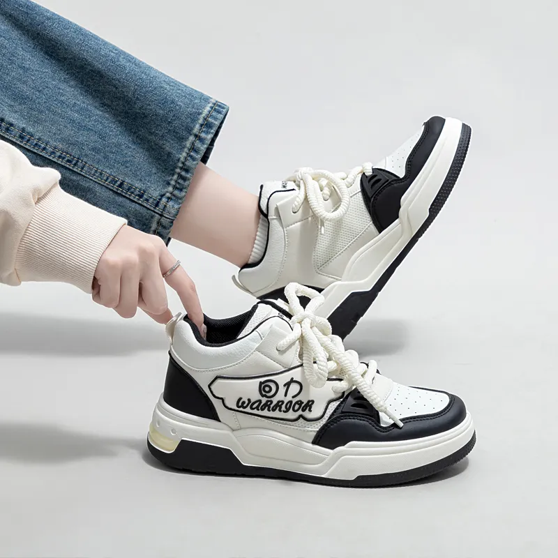 Warrior Wear resistant And Lightweight High Top Skateboard Shoes Women's Beige Black-7