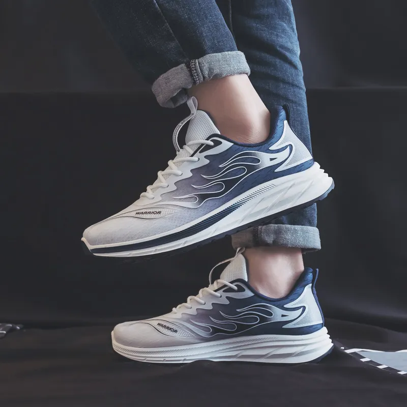 Warrior Running Shoes Wear resistant And Lightweight Low Top Casual Shoes Men's White Dark Blue-11