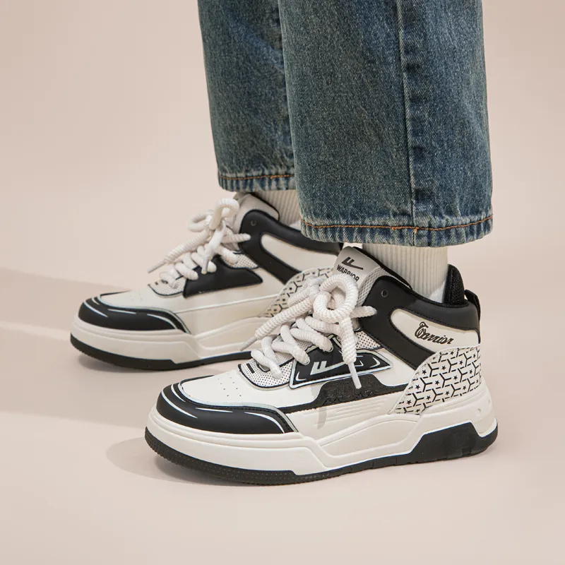 Warrior Warrior High Top Skateboard Shoes Unisex Beige Black-7