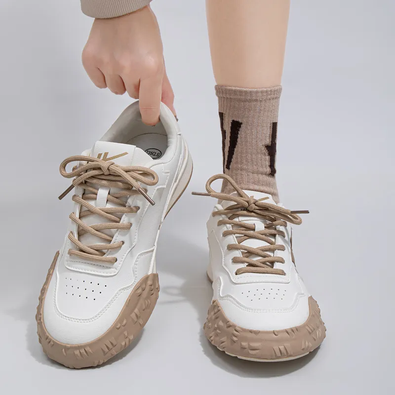 Warrior Durable Lightweight And Breathable Low-Top Skateboard Shoes Women's Light Beige Brown-5