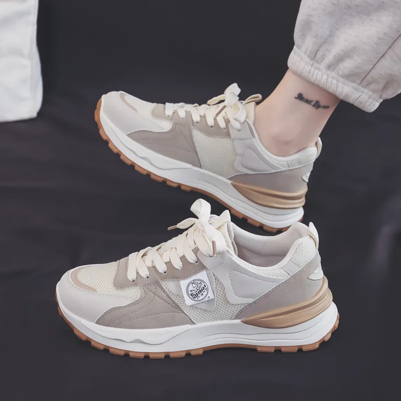 Warrior Sports Casual Wear resistant And Lightweight Low Top Chunky Sneakers Women's Beige Khaki-7