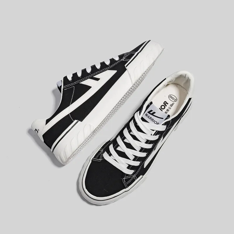 Warrior Classic Couple's Casual Shoes Wear resistant And Lightweight Low Top Canvas Shoes Unisex Black White-9
