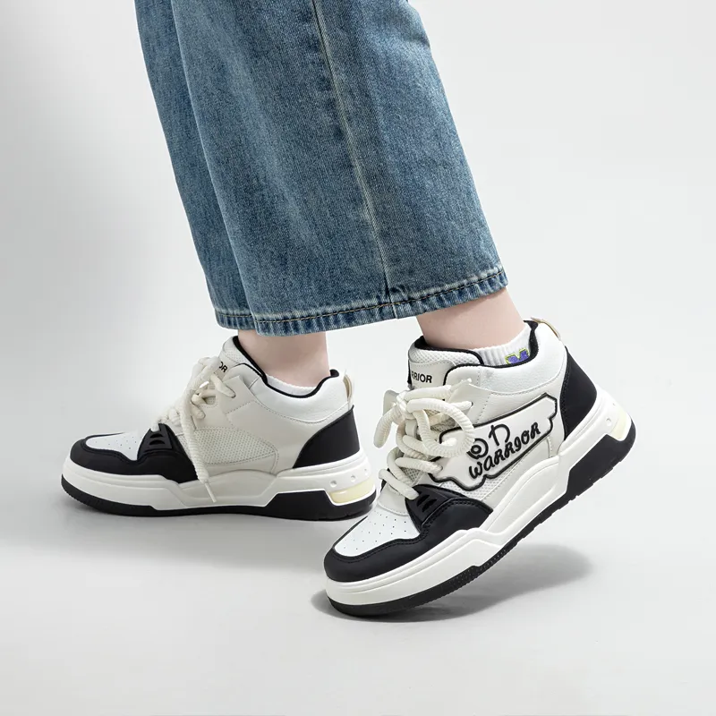 Warrior Wear resistant And Lightweight High Top Skateboard Shoes Women's Beige Black-11
