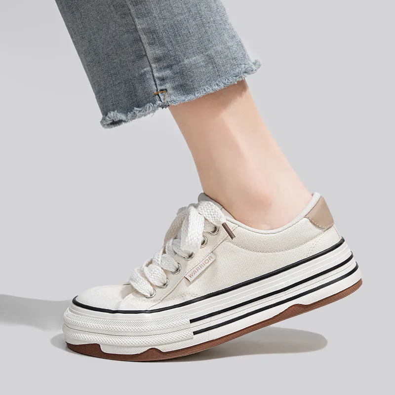 Warrior Students' Elegance Casual Women's Shoes Lightweight Low Top Canvas Shoes Women's Beige-8