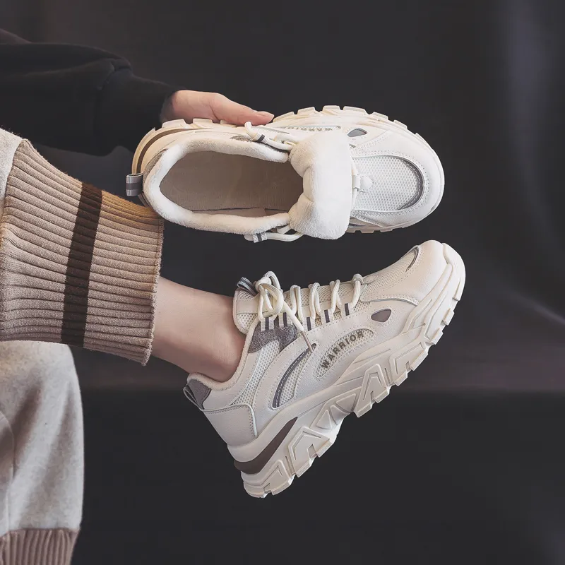 Warrior Lightweight Warm Low Top Chunky Sneakers Women's Beige Gray-8