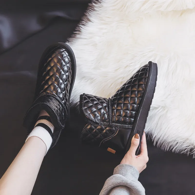 Warrior Thickened And Fleece Lined Padded Shoes Warm Ankle Length Snow Boots Women's Black-5