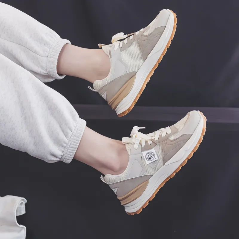 Warrior Sports Casual Wear resistant And Lightweight Low Top Chunky Sneakers Women's Beige Khaki-6