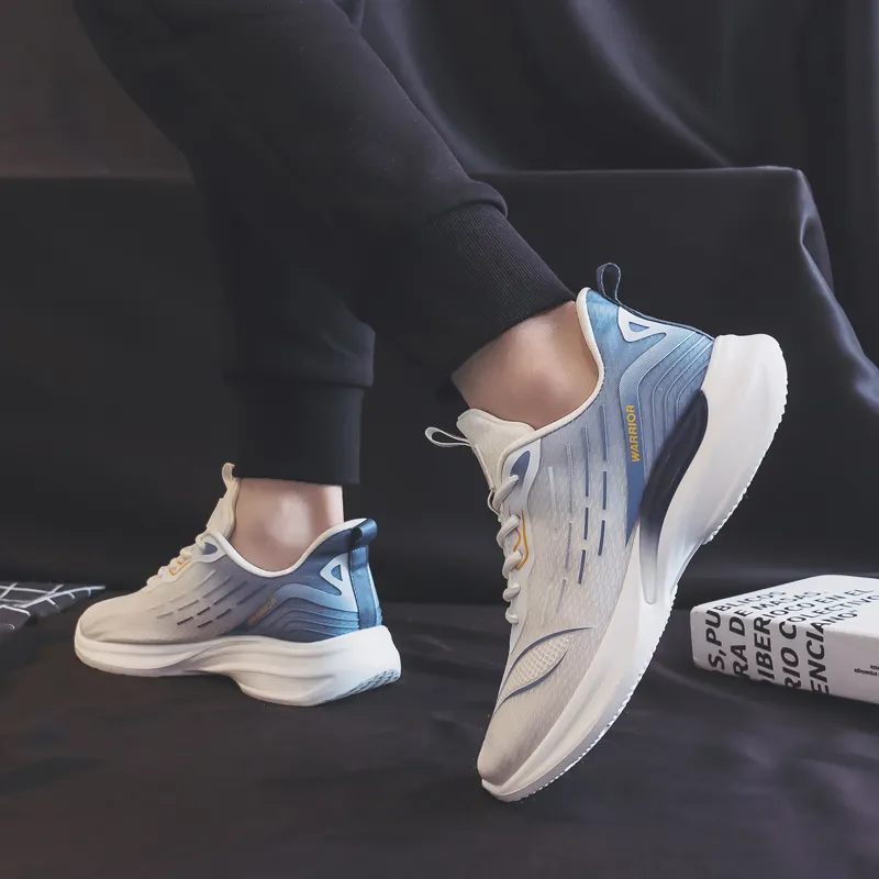 Warrior Students' Running Shoes Lightweight And Breathable Low Top Casual Shoes Men's White Blue-11