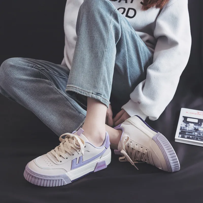 Warrior Durable Lightweight And Breathable Low Top Skateboard Shoes Women's Dark Beige Purple-9