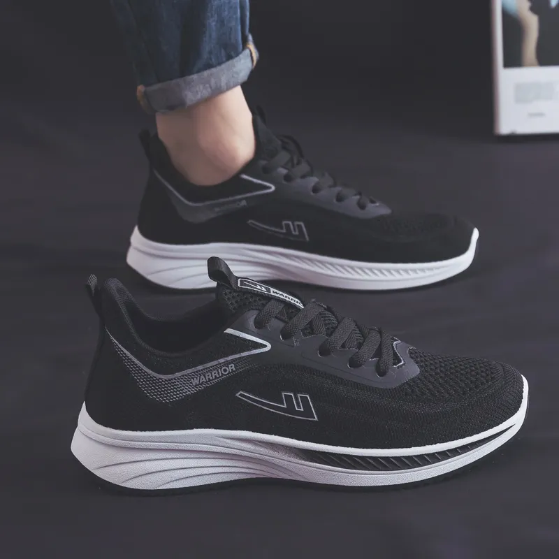 Warrior Students' Running Shoes Lightweight And Breathable Low Top Casual Shoes Men's Black Gray-9