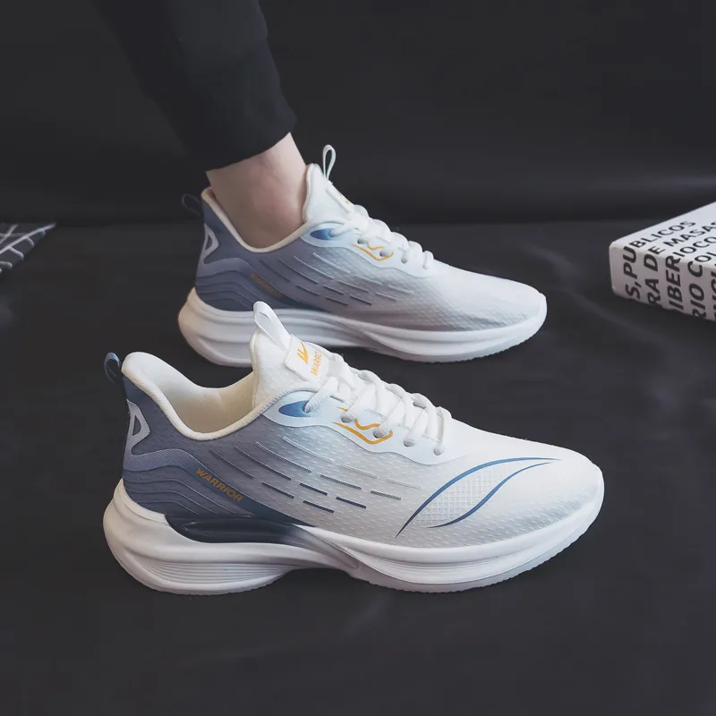 Warrior Students' Running Shoes Lightweight And Breathable Low Top Casual Shoes Men's White Blue-5