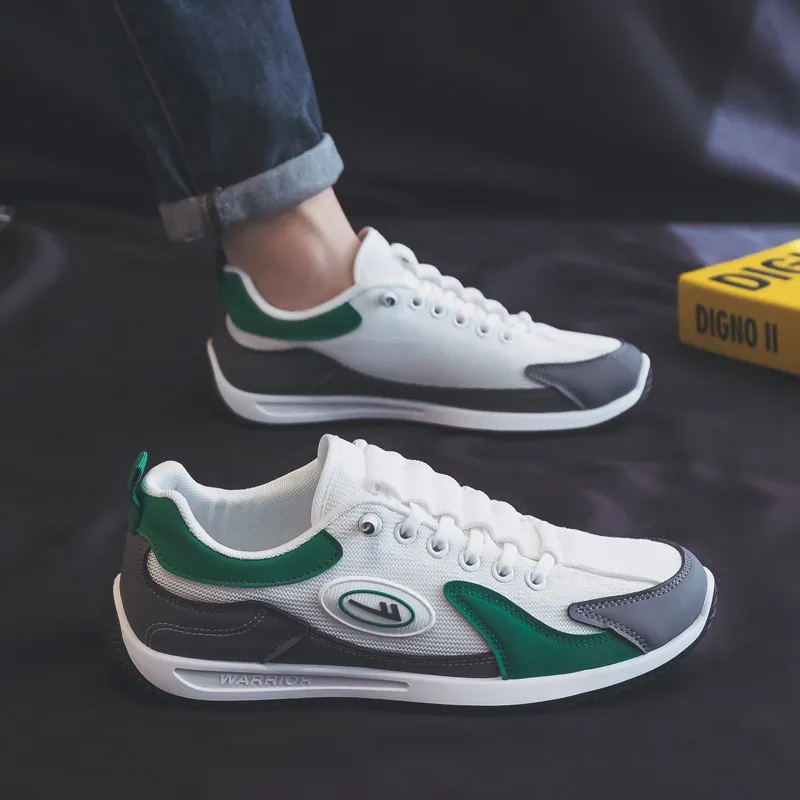 Warrior Durable Lightweight And Breathable Low Top Casual Shoes Men's White Gray Green-9