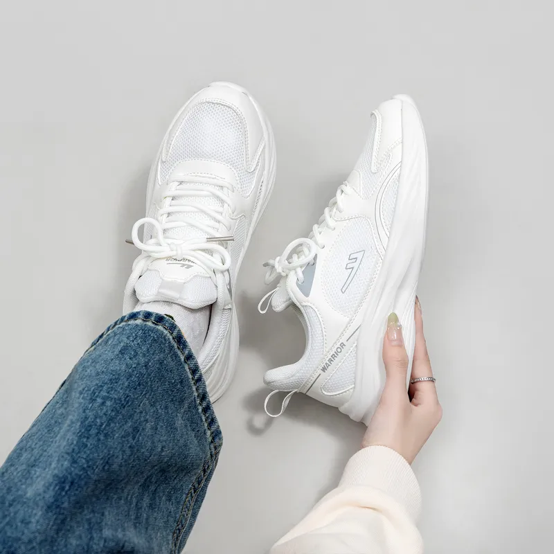 Warrior Warrior Students' Running Shoes Breathable Lightweight Low Top Casual Shoes Unisex White-6