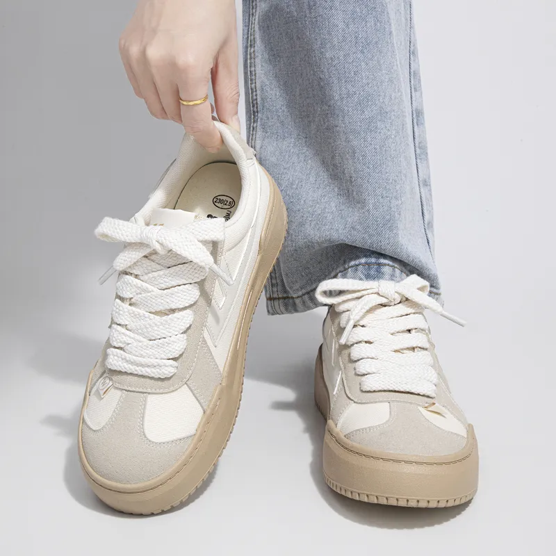 Warrior Students Casual Women's Lightweight Low-Top Canvas Shoes Women's Beige Grey Khaki-7