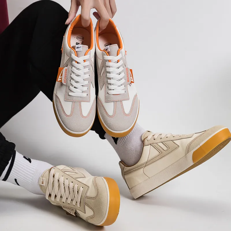 Warrior Ulzzang Trendy Versatile Durable Breathable Low Top Canvas Shoes Unisex Beige Coffee-5
