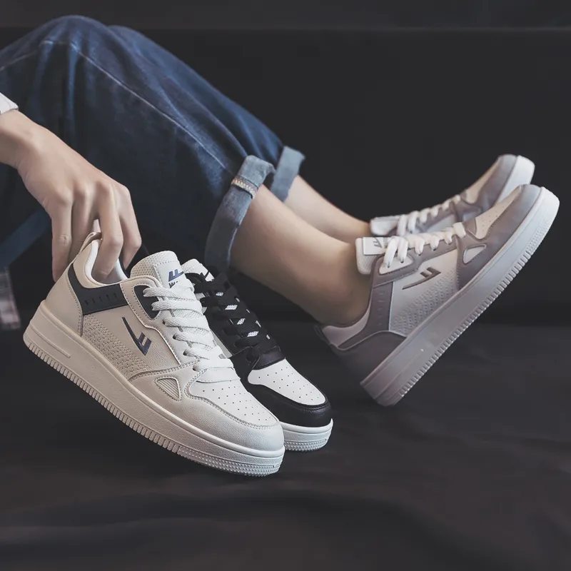 Warrior Small White Shoes Durable Lightweight And Breathable Low Top Skateboard Shoes Unisex White Gray-9