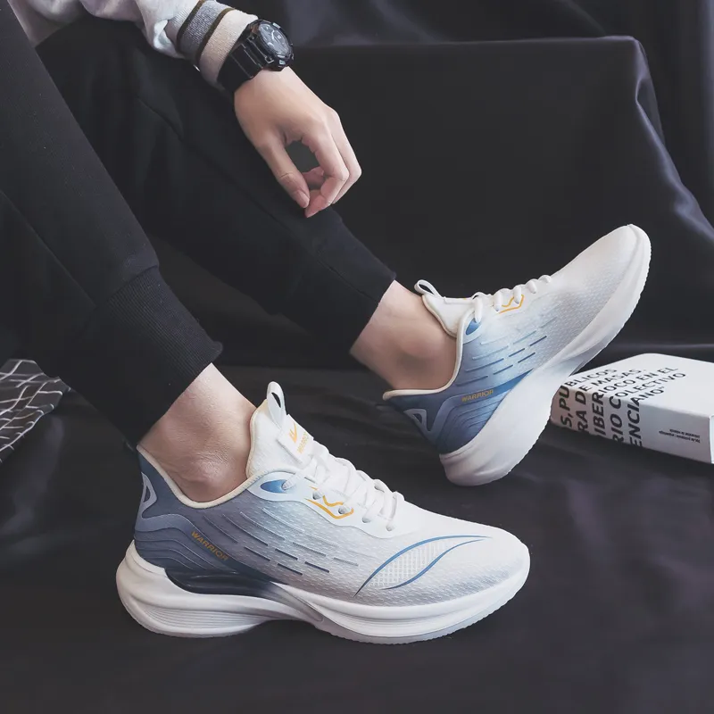 Warrior Students' Running Shoes Lightweight And Breathable Low Top Casual Shoes Men's White Blue-8