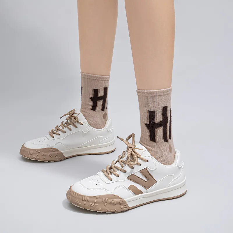 Warrior Durable Lightweight And Breathable Low-Top Skateboard Shoes Women's Light Beige Brown-9
