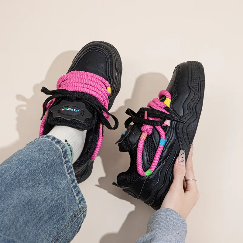 Warrior Warrior Low-Top Skateboard Shoes Women's Black Pinkish-7