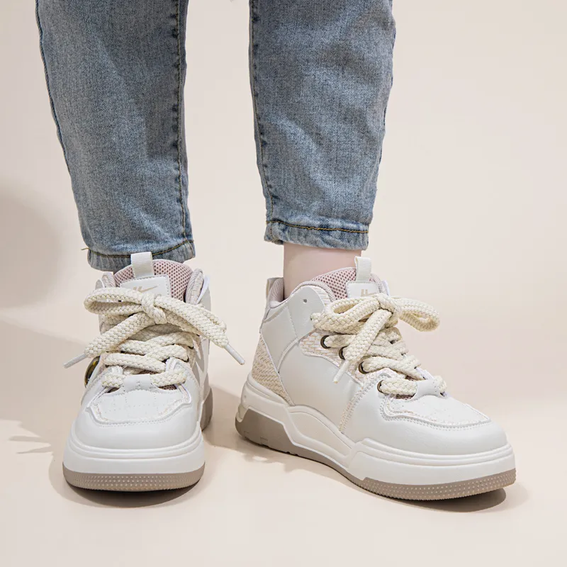 Warrior Lightweight High Top Skateboard Shoes Unisex Beige Khaki-6