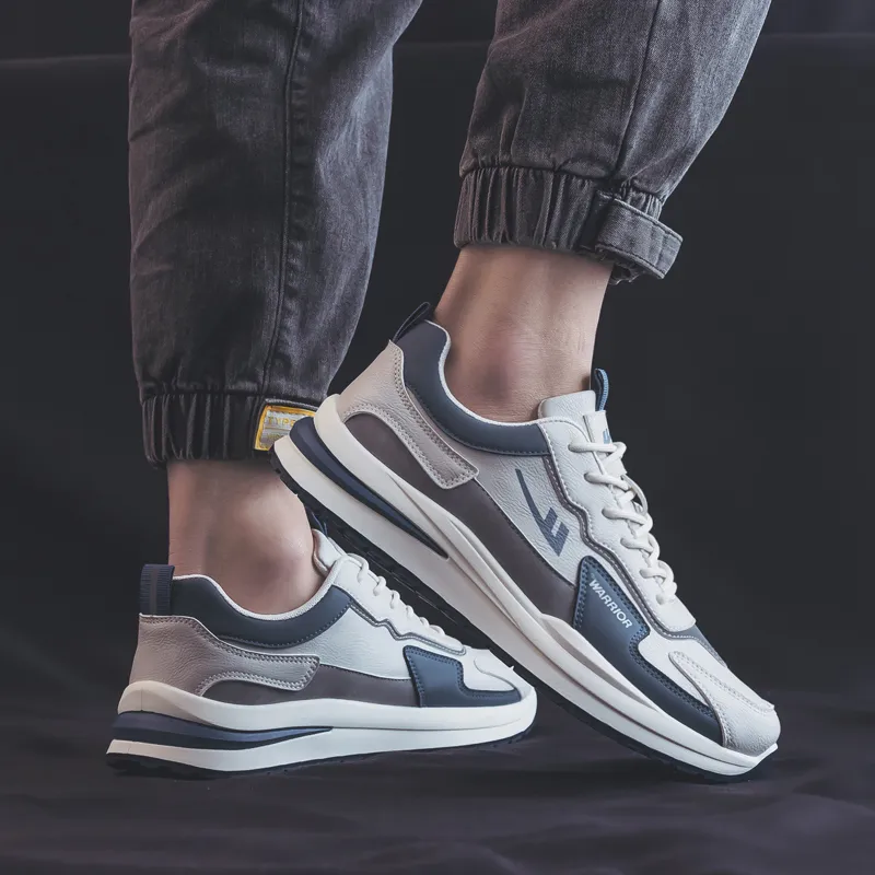 Warrior Wear resistant And Lightweight Low Top Casual Shoes Men's Beige Blue-7