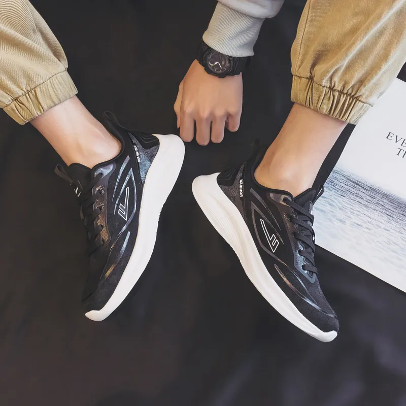 Warrior Students' Running Shoes Lightweight And Breathable Low Top Casual Shoes Men's Black White-10