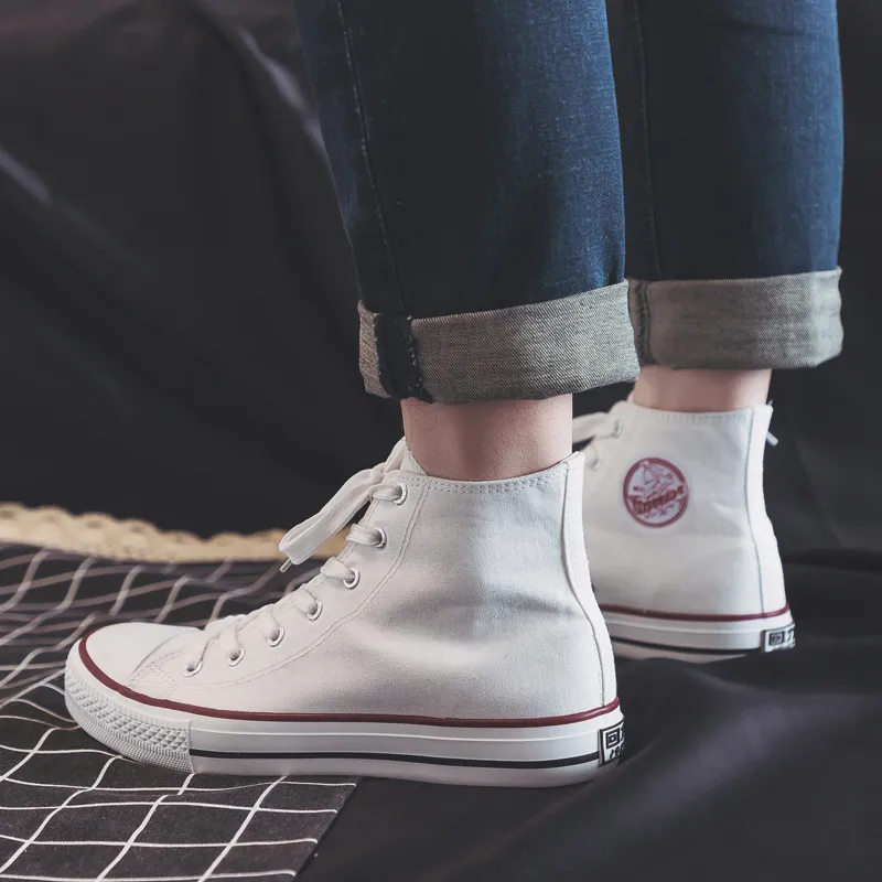 Warrior Wear resistant And Lightweight High Top Canvas Shoes Unisex White-8