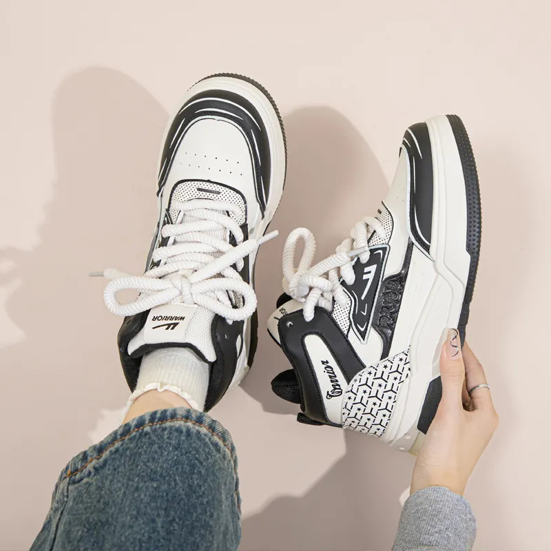 Warrior Warrior High Top Skateboard Shoes Unisex Beige Black-6