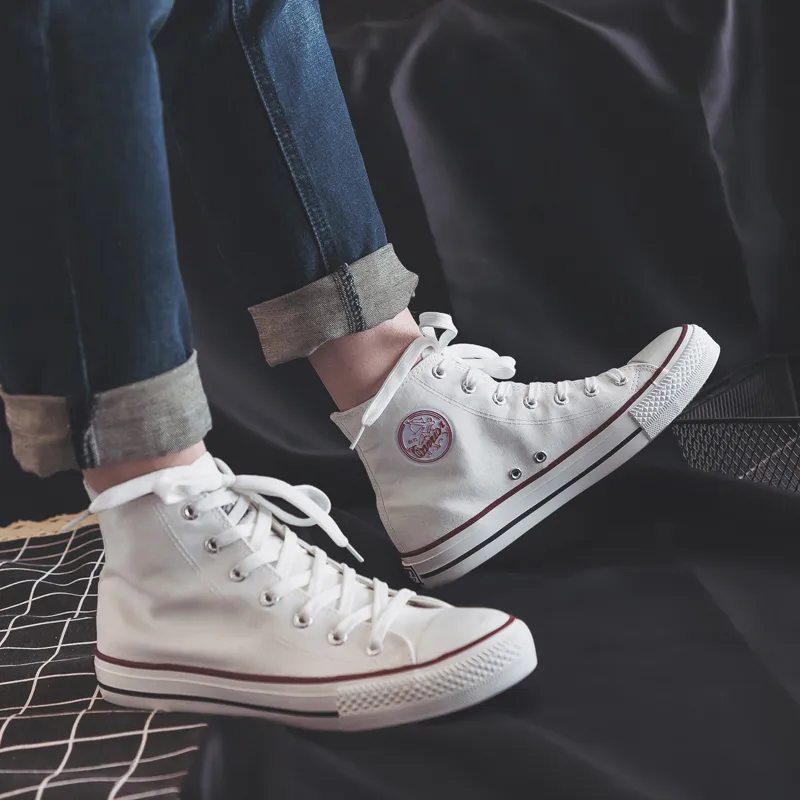 Warrior Wear resistant And Lightweight High Top Canvas Shoes Unisex White-5