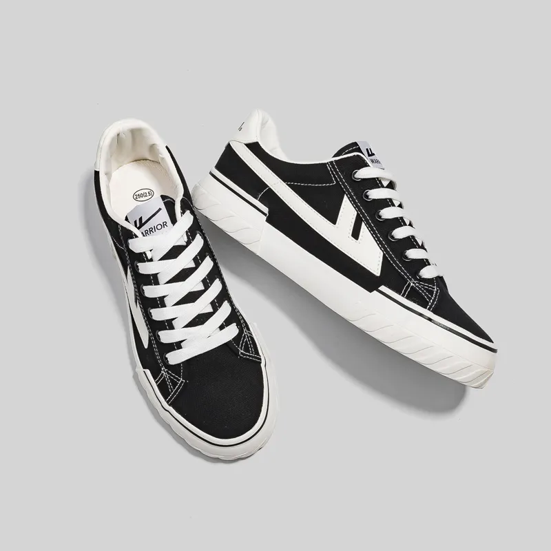 Warrior Classic Couple's Casual Shoes Wear resistant And Lightweight Low Top Canvas Shoes Unisex Black White-10