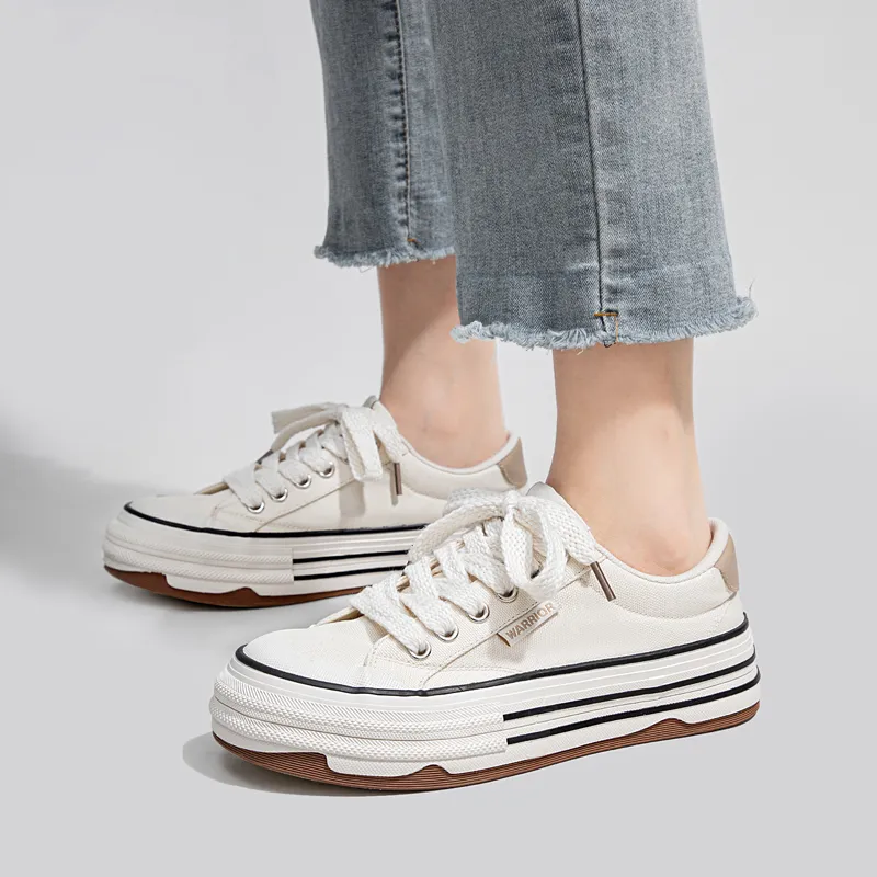 Warrior Students' Elegance Casual Women's Shoes Lightweight Low Top Canvas Shoes Women's Beige-7
