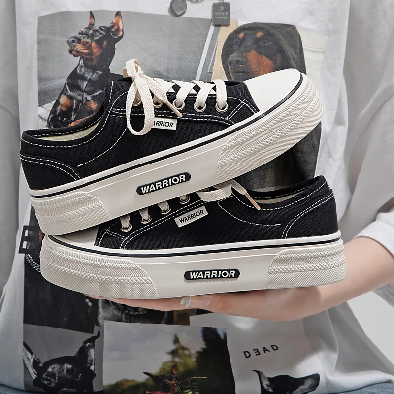 Warrior Low Top Canvas Shoes Women's Black-5