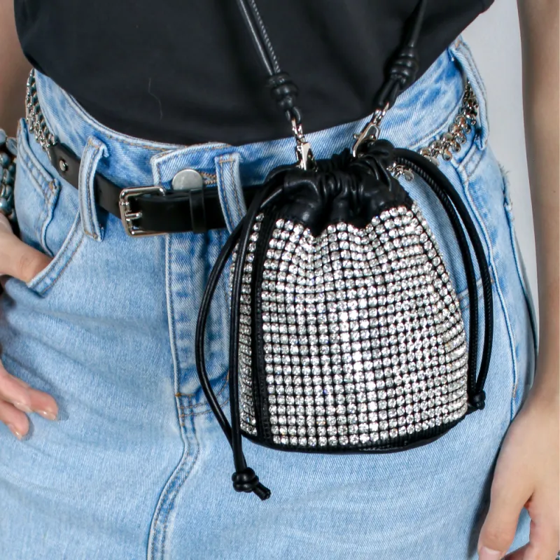 NothingButMini Rhinestone Sheepskin Shoulder Bag Women's Crystal White/Crystal Black-1