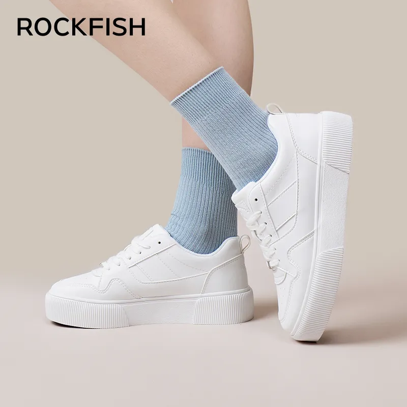 Rockfish Anti Slip Wear Resistant Low Top Skateboard Shoes Women's Pure White-6