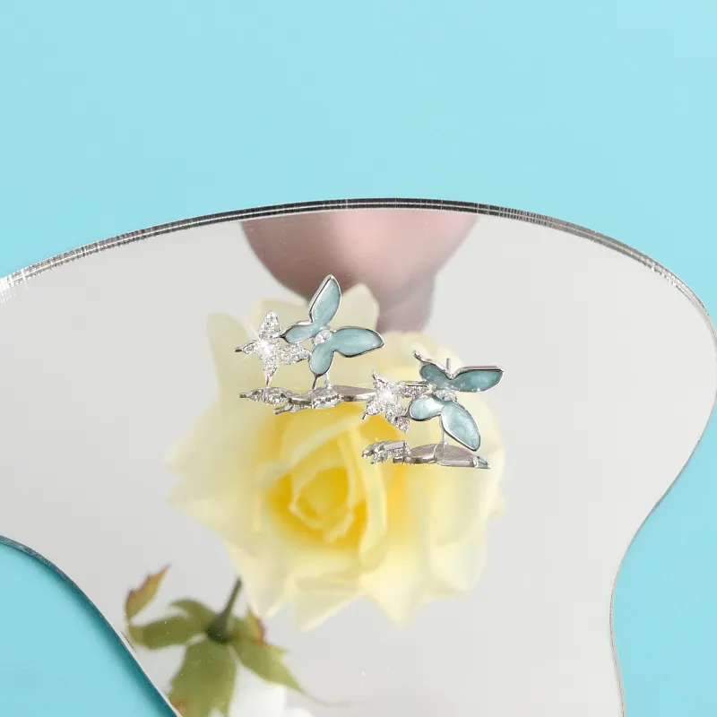 KEYS VIA S925 Silver Stud Earrings Women's-4