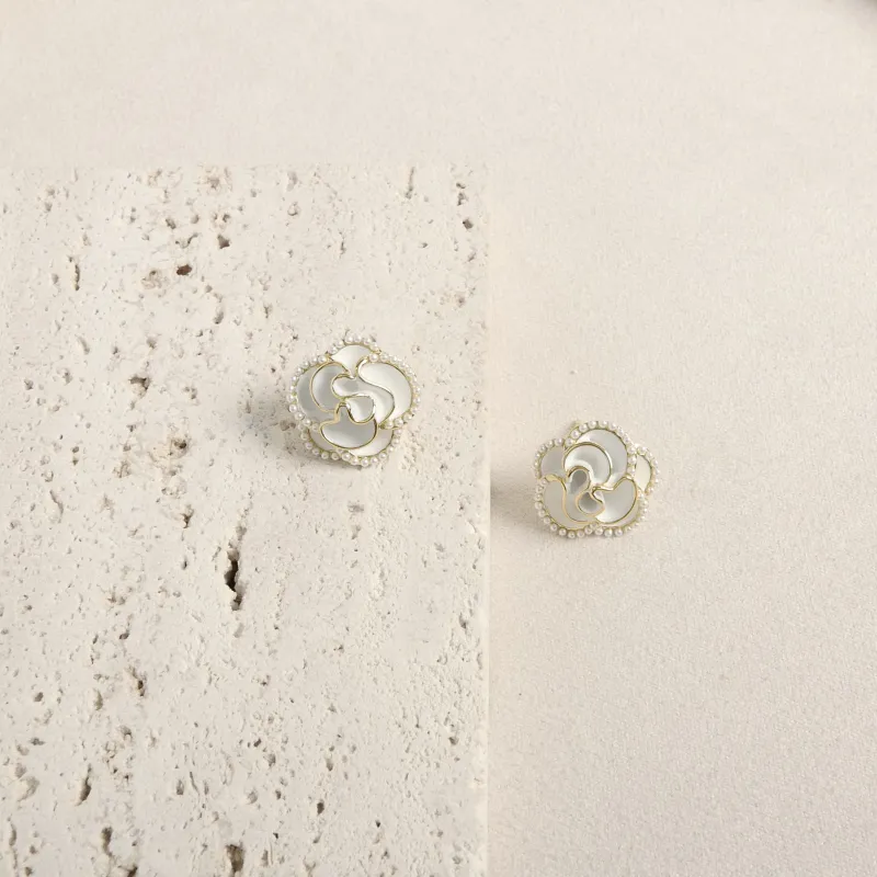 KEYS VIA Copper Alloy Faux Pearl S925 Sterling Silver Stud Earrings Women's-6