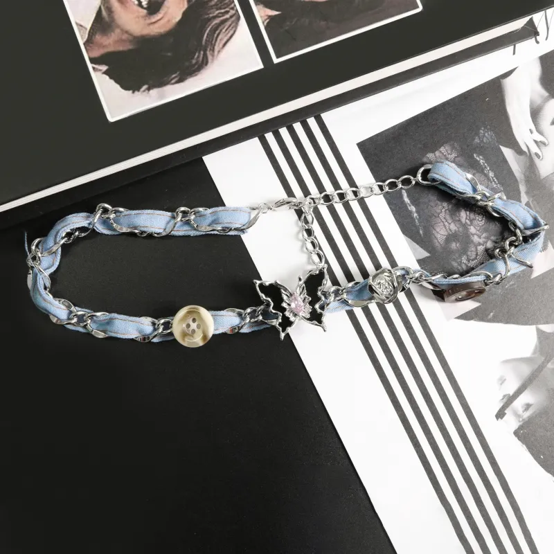 KEYS VIA Copper Alloy Synthetic Cubic Zirconia Fabric Fabric Necklace Collarbone Chain Women's-1