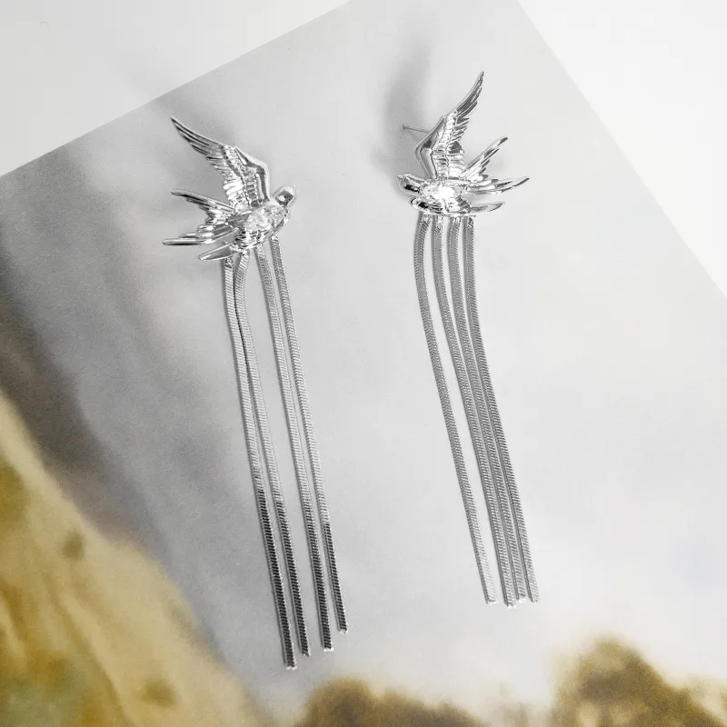KEYS VIA Copper Alloy Synthetic Cubic Zirconia 925 Sterling Silver Needle Earrings Women's-1