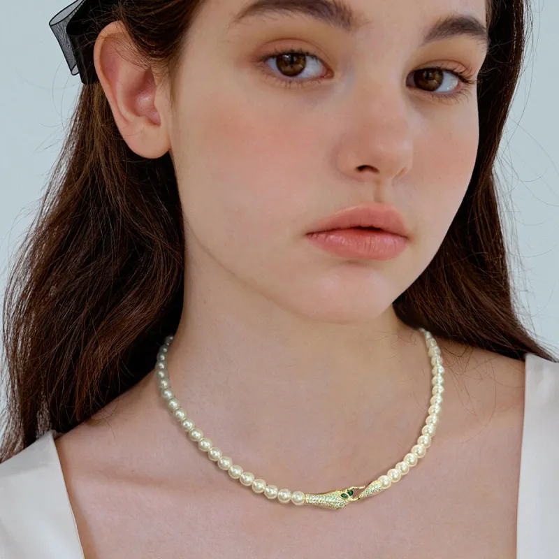 KEYS VIA Copper Alloy Synthetic Cubic Zirconia Faux Pearl Necklaces Women's-6
