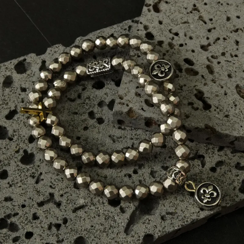 DREAM PARTY Copper Alloy, Synthetic Cubic Zirconia Beaded Bracelet Unisex-3