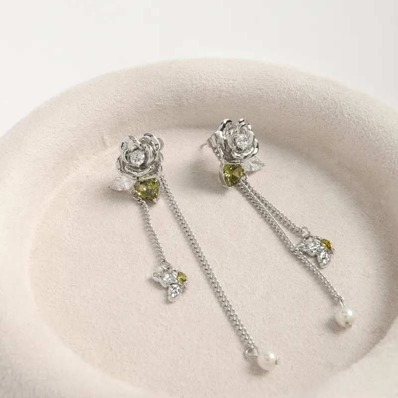 KEYS VIA Copper Alloy, Synthetic Cubic Zirconia S925 Sterling Silver Stud Earrings Women's-2