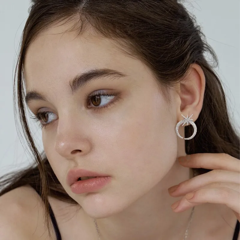 KEYS VIA Copper Alloy Synthetic Cubic Zirconia S925 Sterling Silver Stud Earrings Women's-4