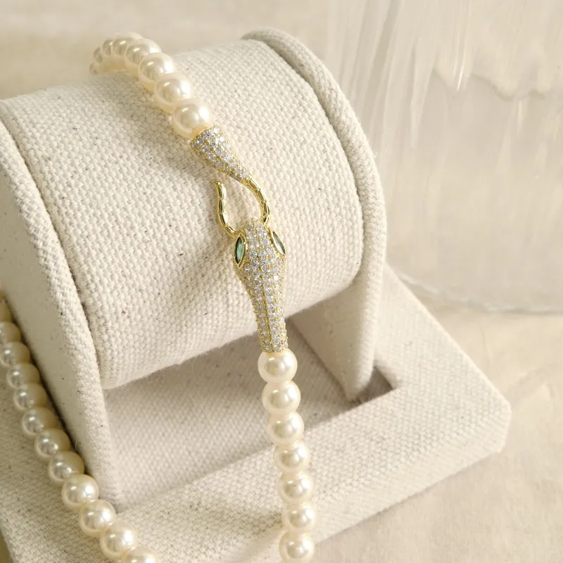 KEYS VIA Copper Alloy Synthetic Cubic Zirconia Faux Pearl Necklaces Women's-2